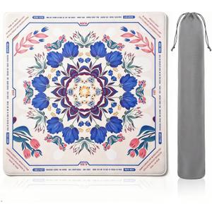 Mahjong Mat, 31.5" x 31.5" 3MM Thick Noise Reducing Mahjong Mat with Rules, Waterproof Non-Slip Game Mat with Carry Bag, No-Crease Rolled Packaging for American Mahjong, Poker & Board Games