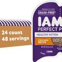 IAMS Perfect Portions Healthy Kitten Grain Free Wet Cat Food, Cat Food Wet Cuts in Gravy Chicken Recipe, (24) 2.6 oz. Twin-Pack Trays (EXP 04/24/28)