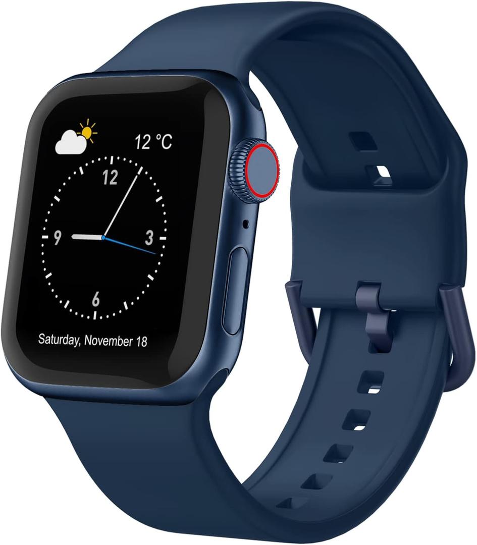 Sport Band Compatible with Apple Watch Bands 49mm 46mm 45mm 44mm 42mm 41mm 40mm 38mm, Soft Silicone Replacement Strap with Classic Clasp for iWatch Series 11 10 9 8 7 6 5 4 3 2 1 SE Ultra Women Men