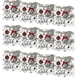 Horaldaily Christmas Cloth Napkins 18 x 18 Inch, Christmas Ball Ornaments Pine Party Dinner Decoration Washable Napkins Set of 12 (Red)