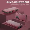 for Samsung Galaxy S24 Ultra Wallet Case with Credit Card Holder, PU Leather RFID Blocking Folio Flip Kickstand Magnetic Clasp Protective Phone Cover for Women Men Wine Red