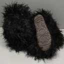 Over the Knee Boots for Women 29 inchs Faux Fur Boots Flat Thigh High Boots (Black), 41