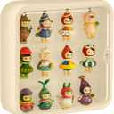 Clear Display Case for Figures, Wall-Mounted Doll Storage Box, Adjustable Display Stand with Door Dust and Moisture Proof Suitable for Lego Collectibles Action Figures Pop Mart (Cream)