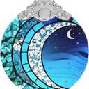 2 x Blue Moonlight Ornament, Christmas Ornaments, Christmas Decorations for Tree, Stained Glass Ornament, Heirloom Keepsake, Gift Exchange, Gift Ideas, Bauble Present