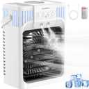 Portable Air Conditioners with Remote for Bedroom, 4-IN-1 Personal Evaporative Air Cooler with 3 Speeds & 3 Mist, 7-Color Night Light, 2-8H Timer, 1200ML Mini Air Conditioner Cooling Fan for Office