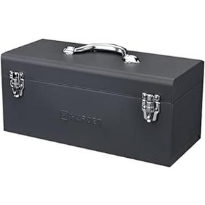 Edward Tools Metal ToolBox - Heavy Duty Portable Tool Box with Organizer Tray and Handle - Solid Metal Locking Latches - Scratch Resistant Finish (19")