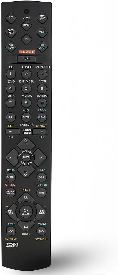 Universal Replacement Remote Control for Yamaha RAV206 RAV210 RAV204 V4731900 V4297600 HTR-5250 RX-V596 RX-V596RDS V6940901 RX-V420 RX-V520 RAV205 AV A/V Receiver