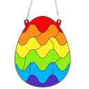 Qyeahkj Easter Craft Kit for Easter Egg Stained Glass Kit DIY Suncatcher Arts Crafts Hanging Window Decoration Egg Sticker Glass Made Easy Activity for Home Indoor Game Favors