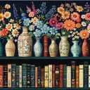 Wildflower Puzzles for Adults 1000 Pieces, PICKFORU Vintage Flower Book Puzzle, Wildflower Pages Jigsaw Puzzle for Book Lover, Floral Art Bookshelf Library Puzzles