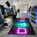 Neon Rug, Cool, Gaming Illusion, Gaming Room, for E-SPOR, Neon Look, Colorful, Teen's Rug, for Gamers, Boys Room, Gift for Him, Purple, 39X55inch//100x140Cm