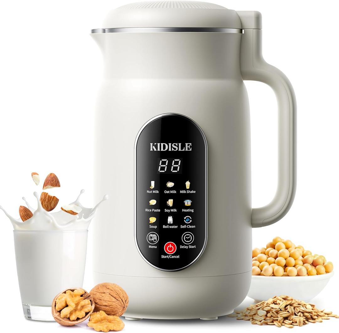 51oz Nut Milk Maker Machine, Touch Screen Plant-Based Milk Maker for Almond, Oat & Soy, 10-in-1 Soup Maker with 140℉ Heating & 8H Keep Warm, 12H Delay Start & Self-Clean, Noise Reduction
