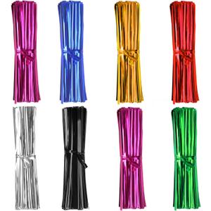 3200 Pcs Twist Ties, Plastic 4" Metallic Twist Ties for Bags, Wire Ties Reusable Twist Bread Ties for Household and Office Use (8 colors)