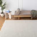 Revival Rugs Stripe 6'7"x9' Washable Area Rug for Living Room Bedroom - 100% Recycled Oeko-TEX Certified, Medium Pile, Beige/Cream