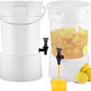 Nosiny 2 Pcs 5 Gallon Plastic Round Beverage Dispenser with Base Drink Dispenser with Spigot Leak Proof Milk Dispenser Drink Container for Buffet Tea Party Bar Water Juice