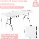 2 Pack 5 Feet Portable Folding Table White, Steel Legs Fold-in-Half with Carrying Handle Rectangular Plastic Foldable Table for Party, Wedding, Camping, Picnic, Dining, Indoor Outdoor Events (White)
