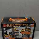 Lehoo Castle Kids Tool Bench with Electric Drill and Construction Vehicles, 2-in-1 Workbench and Toolbox for Toddlers, STEM Learning Toys for Age 3-5, Birthday Gift for Boys & Girls (24.6" Tall)