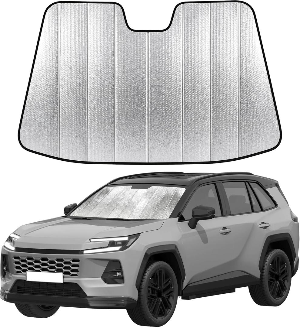 EcoNour Foldable Sun Shade Fit for Toyota RAV4 2019-2024 2025 2026
Accordion Windshield Sun Shade, Front Car Window Shades Sun Visor, Blocks UV Rays & Heat, Car Accessories