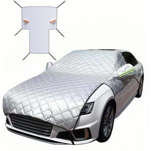 Heavy Duty Thickened Car Snow Cover Enlarge with Hood Protection, Windshield Sunshade w/ Waterproof PEVA+Cotton Filling+Taffeta Inner Against Heat & Uv, Snow＆ Ice, Dirt for Sedans, Suvs, Hatchbacks
