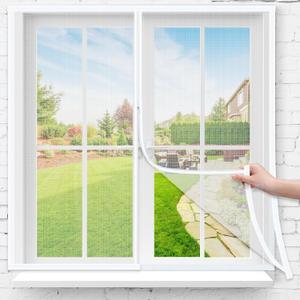 47'' x 47'' Adjustable Window Screen Replacement Kit Fiberglass Mesh Reusable Mosquito Window Screen with Zipper Adjustable DIY Window Net for Summer Patio Keep Bugs Out