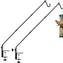 ULIOK 2 Pack Heavy Duty Deck Hook, 31 Inch Extended Adjustable, 360 Rotatable Arm Solid Rod, Solid Steel Deck Hangers for Hanging Bird Feeders, Plants, Planters, Suet Baskets, Lanterns, Wind Chime