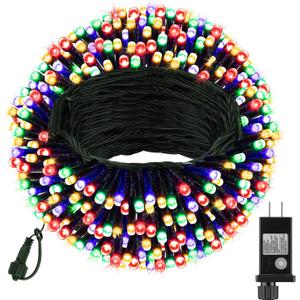66ft 200 LED Christmas Tree String Lights Outdoor Fairy Lights Plug in, Expandable Green Wire Clear Bulbs Mini Lights 8 Modes, Xmas Wedding Party Decoration (Multicolor)