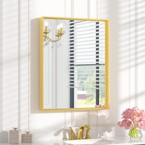 Keonjinn 24x30 Inch Gold Bathroom Mirror for Over Sink, Vanity Mirror