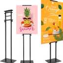 Poster Holder for Display, Adjustable Pedestal Sign Stand Up to 78 Inches, Double Sided for Board & Foam, Sign Holder Stand with Non-Slip Mat Base for Wedding, Restaurant or Business (Black)