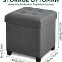 17.7" Ottoman with Storage, Square Storage Ottoman for Dorm, Linen Ottomans with Legs for Living Room, Bedroom, Gray, 17.7" X 17.7" X 19.9"