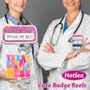 4 Pieces Cute Badge Reel Retractable Badge Holders with ID Clip Funny Pink Nurse Badge Reels MA CNA RN LPN Healthcare Badge Reel Nursing Accessories for Work