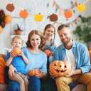 2 x YUNAI Pumpkin Halloween Garland, Wooden Beads & Felt Pumpkin Decor, Thanksgiving & Christmas Fall Decor, 2