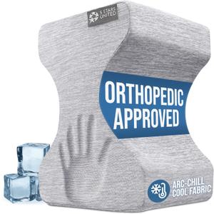 5 STARS UNITED Knee Pillow for Side Sleepers - Hip Pain Relief - Cooling Cover - Memory Foam Leg Cushion for Side Sleeping - Between Legs Pillow for Sciatica & Lower Back Pain, Arctic Gray (Standard)