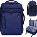 ECOHUB 17" Small Travel Backpack, United Airlines Personal Item Bag 17x10x9 with 16 Pockets, Water Resistant Rucksacks Fit 15.6" Laptop, AirTag Pocket, Lightweight Casual Daypack, 25L, Blue