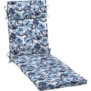 Arden Outdoor Chaise Cushion, 21 in x 72 in, Weather-Proof, Rain-Proof, Fade Resistant Patio Cushion for Chaise Lounger Blue Garden Floral
