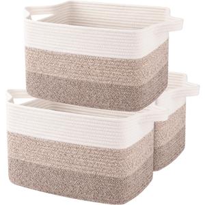 OIAHOMY Storage Basket, Woven Baskets for Storage, Cotton Rope Basket for toys,Towel Baskets for Bathroom - Pack of 3, Gradient Yellow