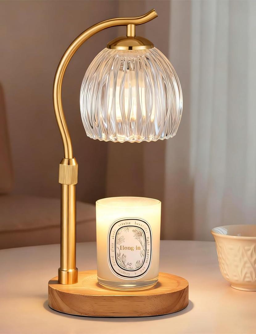 Candle Warmer Lamp with Timer & Dimmer, Adjustable Height Flower Wax Melt Warmer, Cozy Home Decor, House Warming Gifts,Vintage Birthday Gift for Women Mom Her