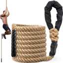 Climbing Rope Gym Workout - 10FT 15FT 20FT 25FT 30FT 35FT Heavy Duty Jute Thick Ropes for Adults Strength Training Outdoor Tree Swing Indoor Home Fitness Exercise - 1.5 Inch