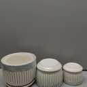 Ton Sin Grey Flower Pots,Texture Planter for Indoor Plants Set of 3 Ceramic Flower Pots with Saucer,Cute Garden Pots Succulent Pots3 Pack,Grey (6.7"+5.5"+4.1", Gray)