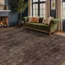 Farmhouse 8x10 Dark Taupe Brown Area Rugs for Living Room, Modern Boho Vintage Rug for Bedroom, Dining Room with Distressed Geometric Design, Washable Stain Resistant Low Pile Non-Slip Ultra Soft