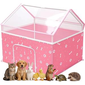 Cat Playpen, Puppy Playpen Small Dog Pet Crate Tent Cage Indoor & Outdoor, Cat House Enclosure Kennel Dogs/Cats/Rabbits/Hamster (Pink)