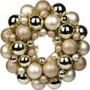 Christmas Ball Wreath 13" Xmas Wreaths Ornaments Glitter Thicken Shatterproof Garland Decoration for Door Wall Mantel Holiday Party Decor, Gold