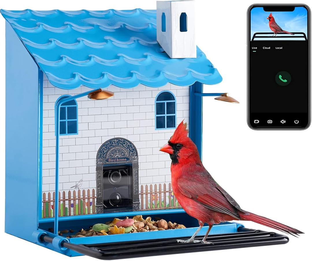 Smart Bird Feeder Camera,Bird Feeder with Camera,auto Capture Bird Videos&Notify When Birds Detected .Ideal Gift for Bird Lovers(Include 32G SD Card)