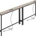 SUPERJARE 78.8 Inch Narrow Console Table with Outlet, Sofa Tables, Behind Couch Table, Long Entryway Tables with Charging Station, for Living Room, Oak