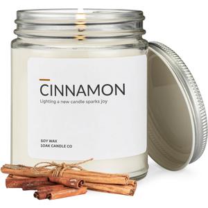 1OAK Soy Wax Scented Candles (Cinnamon) - Soy Candles for Home Scented - Long Burning Premium - Hand-Poured (7oz.)