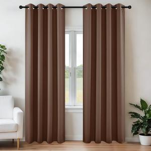 Joydeco Blackout Curtains 84 Inch Length 2 Panels Set, Thermal Insulated Long Curtains& Drapes 2 Burg, Room Darkening Grommet Drapes for Living Room Bedroom Window (W52 x L84 Inch, Brown)