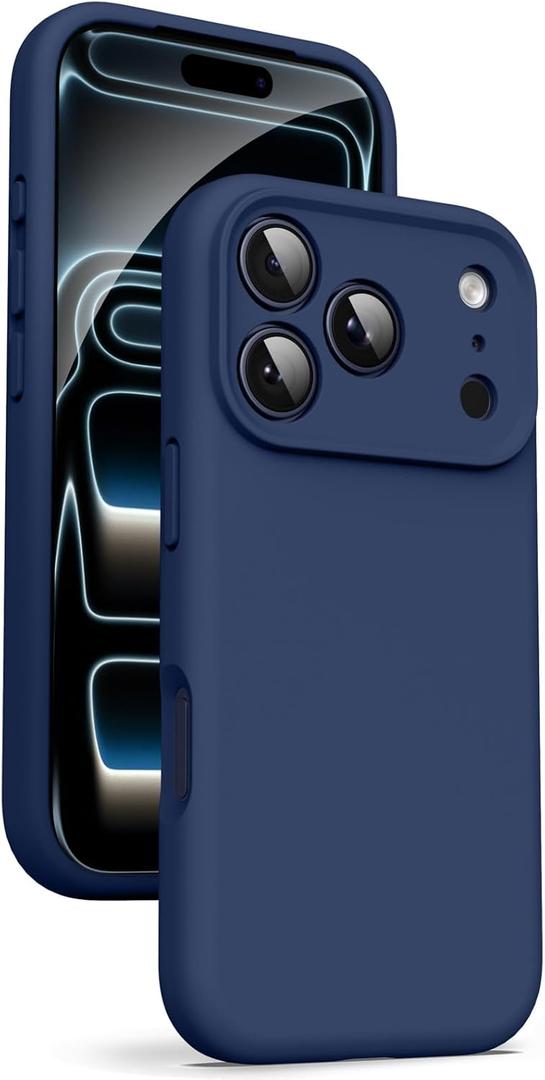 Supdeal Liquid Silicone Case for iPhone 17 Pro Max - [Camera All-Round Protection] [Soft Microfiber Lining Anti-Scratch] 4 Layer Full Covered Shockproof Gel Rubber Phone Case Cover, 6.9", Navy Blue