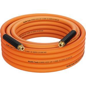 Giraffe Tools Hybrid Air Hose, 3/8 inch x 25 ft, 1/4 in. MNPT Fittings, 300 PSI Heavy Duty, Lightweight Air Compressor Hose