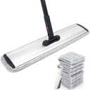24inch Flat Mop for Cleaning Floors Heavy Duty Microfiber Wet Mop Deep Cleaning for Hardwood, Tile & Laminate, Includes 4 Reusable Washable Pads and Adjustable Long Handle