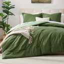 satisomnia Green Queen Comforter Set 3 Piece, Full Size Down Alternative Comforter Set (Olive Green/Sage Green)