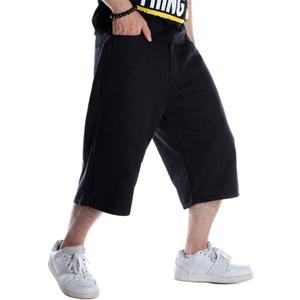 Kinghua Baggy Jean Shorts for Men Casual Loose Fit Hip Hop Skateboard Denim Shorts (40, Black 109-1)