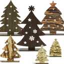 6PCS Christmas Decorations Indoor  Farmhouse Christmas Table Bookshelf Decor, Holiday Decorations Indoor for Home Office, Table, Home, Mantel, Shelf, Desk Xmas Decor